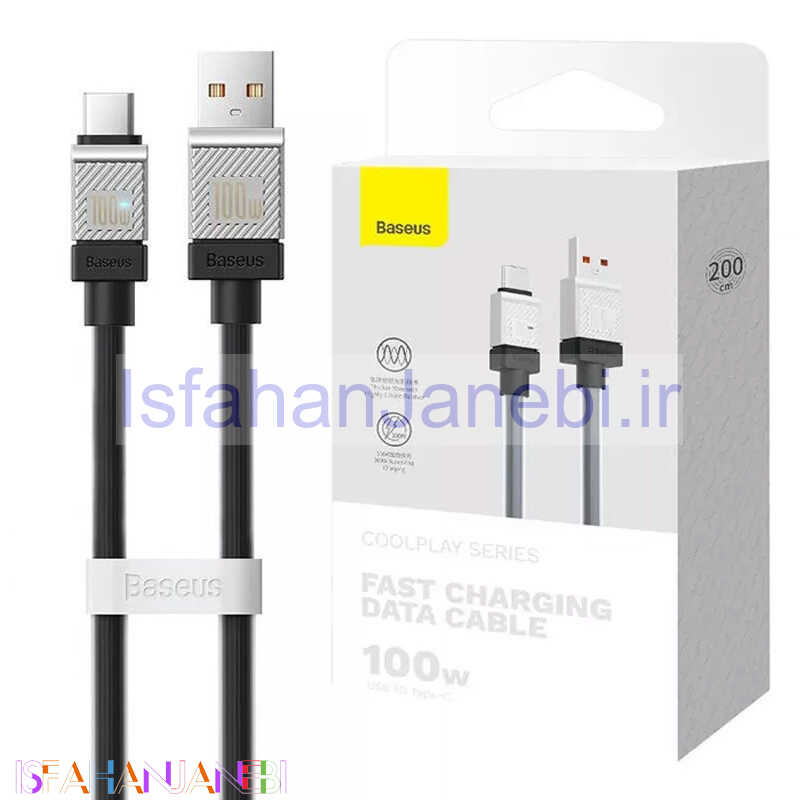 اصفهان جانبی-کابل تایپ سی فست شارژ Baseus CoolPlay Series CAKW00070 PD 100W 2m