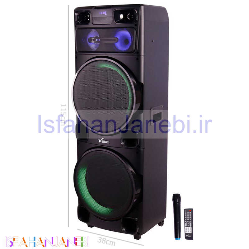 اصفهان جانبی-اسپیکر چمدانی بلوتوثی رم و فلش خور Vanmaax MAX-1500 + میکروفون و ریموت کنترل