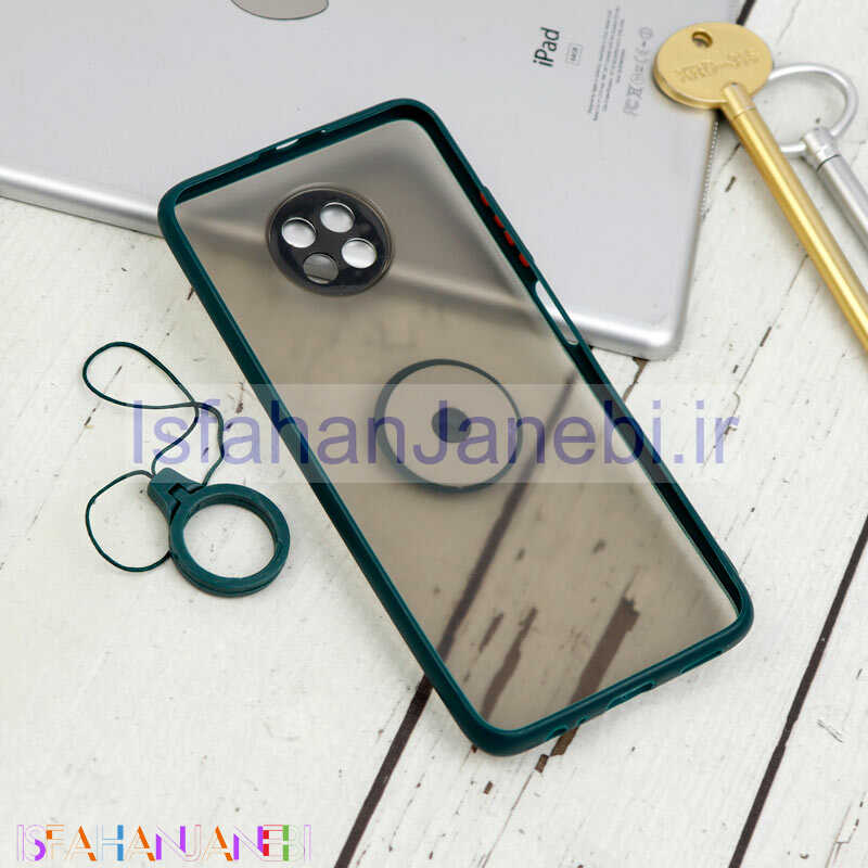 اصفهان جانبی-قاب مات محافظ لنزدار فلزی + هولدر و آویز حلقه ای Xiaomi Redmi Note 9T