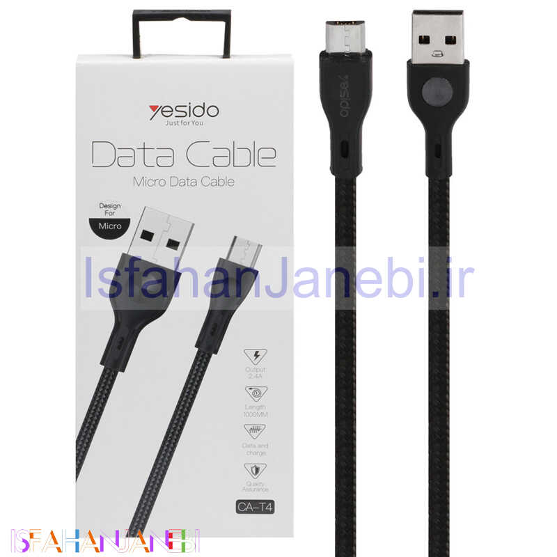 اصفهان جانبی-کابل میکرو یو اس بی Yesido CA-T4 2.4A 1m
