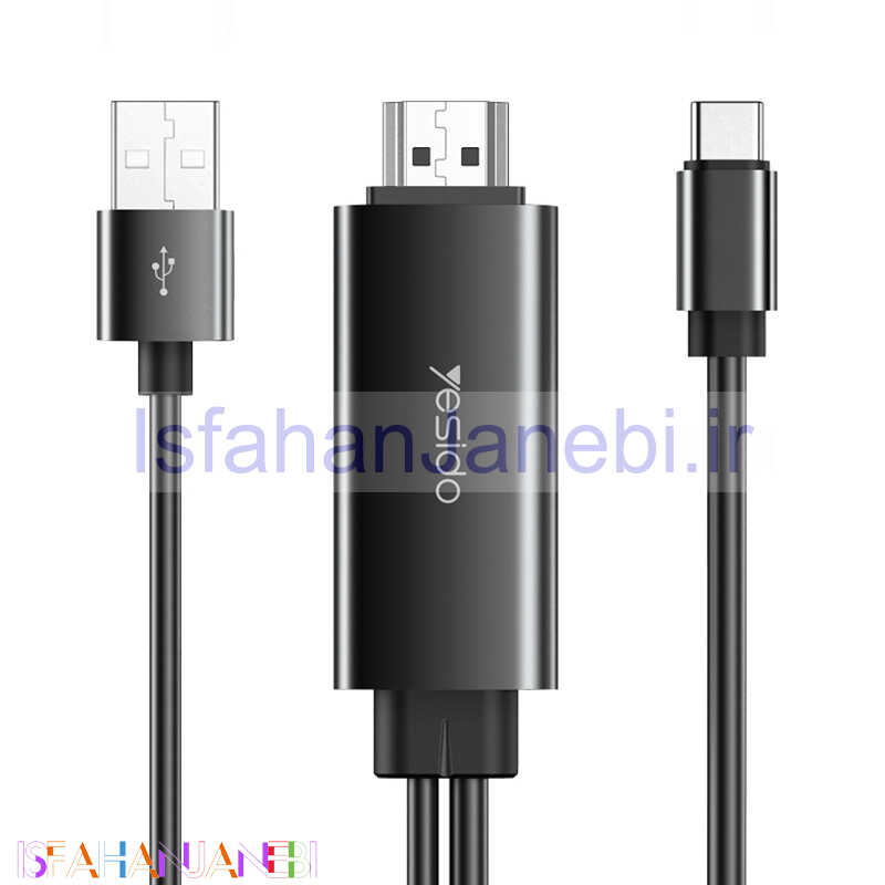 اصفهان جانبی-کابل تبدیل Yesido HM03 Type-C to HDMI 4k 1.8m