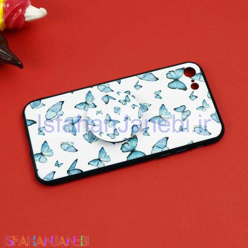 اصفهان جانبی-قاب فانتزی برجسته + پاپ سوکت طرح پروانه iPhone 7/8/SE 2020 سری D
