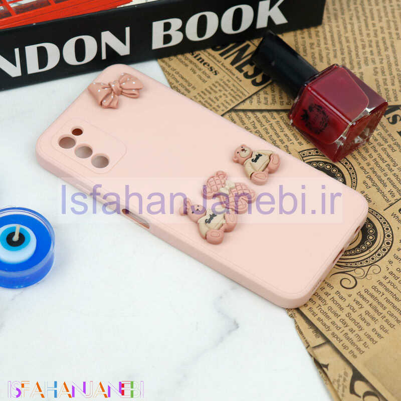 اصفهان جانبی-قاب سیلیکونی عروسکی محافظ لنزدار طرح خرسی صورتی Samsung Galaxy A03s