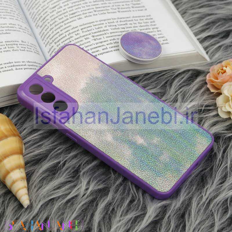 اصفهان جانبی-قاب چرمی هولوگرامی پاپ سوکت دار Samsung Galaxy S21 FE 5G بنفش