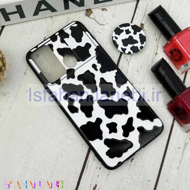 اصفهان جانبی-قاب طرحدار محافظ لنزدار کشویی + پاپ سوکت طرح سیاه و سفید سامسونگ A20s سری B