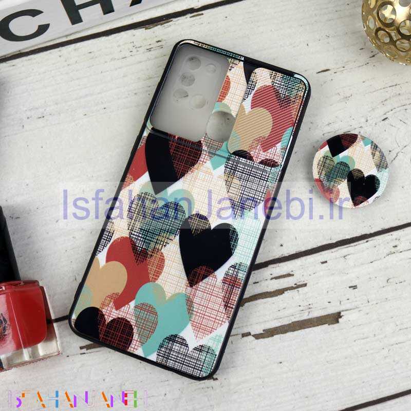 اصفهان جانبی-قاب طرحدار محافظ لنزدار کشویی + پاپ سوکت طرح قلبی سامسونگ A21s سری B