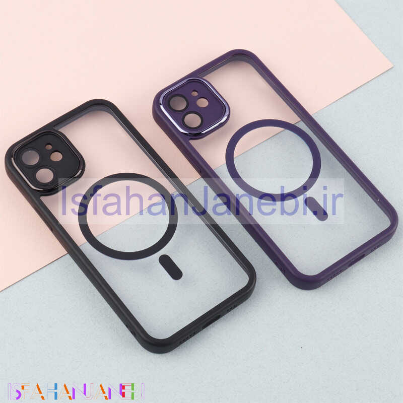 اصفهان جانبی-قاب PC شفاف متال ایرون دور رنگی مگ سیف محافظ لنزدار iPhone 12