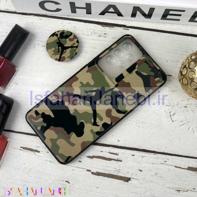 اصفهان جانبی-قاب طرحدار محافظ لنزدار کشویی + پاپ سوکت طرح ارتشی سامسونگ A32 4G سری B