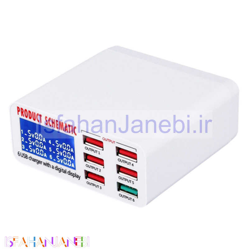 اصفهان جانبی-شارژر فست شارژ 6 پورت یاکسون Yaxun YX-896 QC 3.0 40W