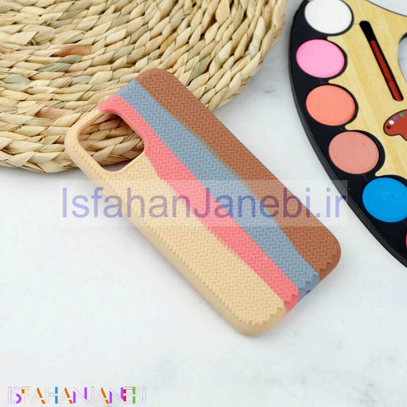 اصفهان جانبی-قاب سیلیکونی اورجینال رنگین کمانی طرح بافت iPhone 11 Pro