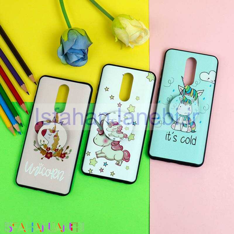 اصفهان جانبی-قاب فانتزی برجسته + پاپ سوکت طرح یونیکورن شیائومی Redmi 8 سری D