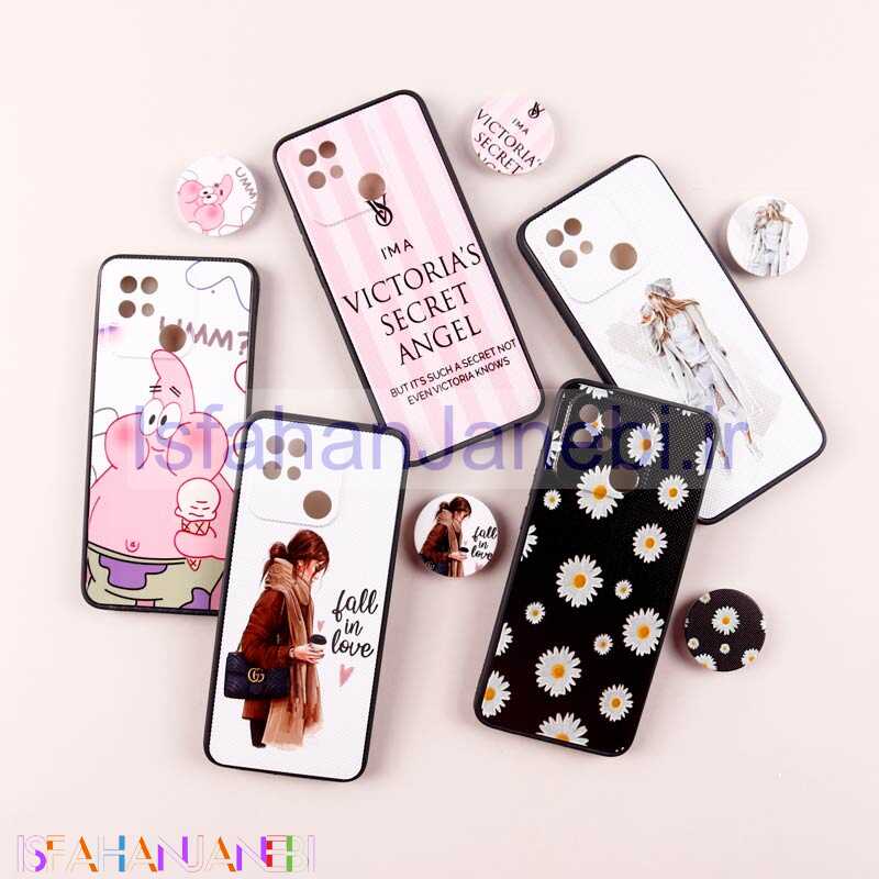 اصفهان جانبی-قاب فانتزی طرحدار دخترانه محافظ لنزدار + پاپ سوکت Xiaomi Redmi 10C سری R