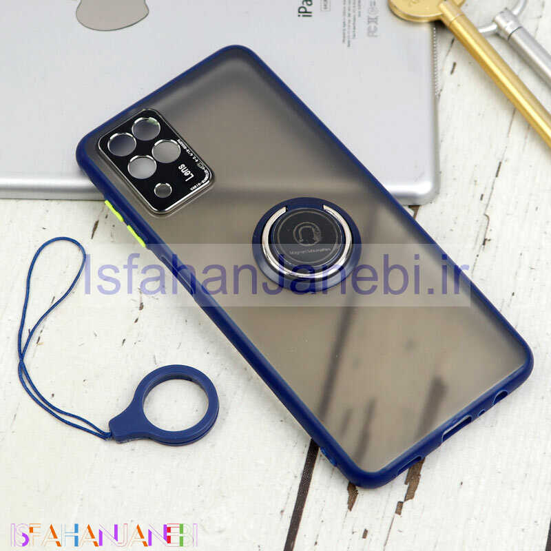 اصفهان جانبی-قاب مات محافظ لنزدار فلزی + هولدر و آویز حلقه ای Samsung Galaxy A12