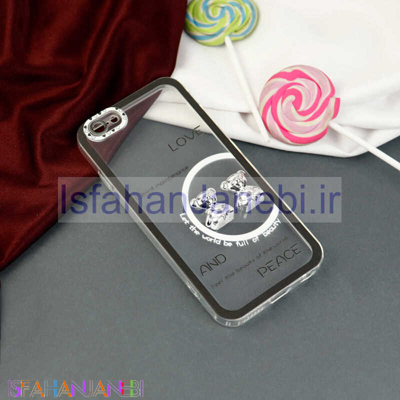 اصفهان جانبی-قاب عروسکی خرس نقره ای محافظ لنزدار iPhone 6s