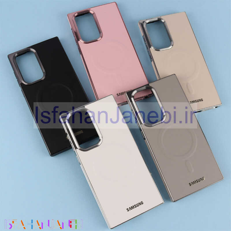 اصفهان جانبی-قاب چرمی مگ سیف سامسونگ Galaxy S22 Ultra دور لنز براق