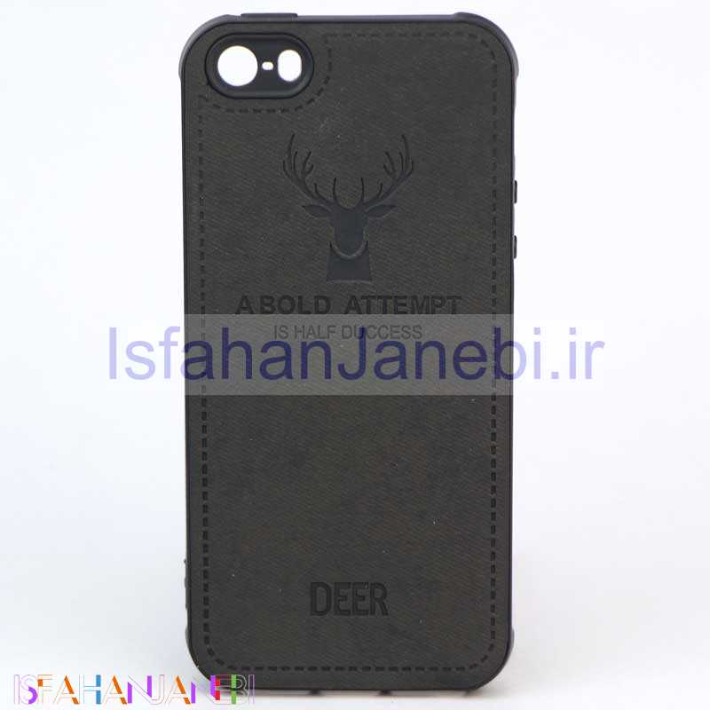 اصفهان جانبی-قاب چرمی طرح گوزن iPhone 5 مشکی