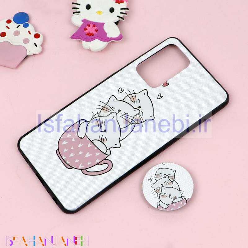 اصفهان جانبی-قاب فانتزی برجسته + پاپ سوکت طرح گربه سامسونگ A72 سری D