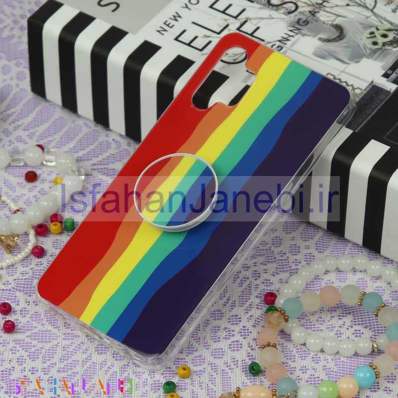 اصفهان جانبی-قاب سوپر IMD دور شفاف پاپ سوکت دار Samsung A32 رنگین کمانی