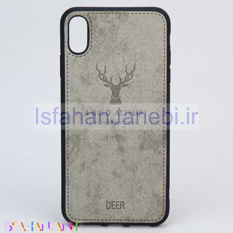 اصفهان جانبی-قاب چرمی طرح گوزن iPhone XS Max طوسی