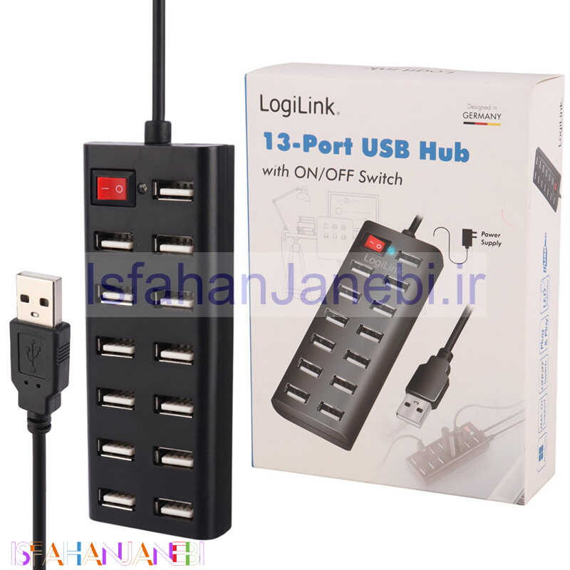 اصفهان جانبی-هاب 13 پورت USB 2.0 لاجی لینک UA0126