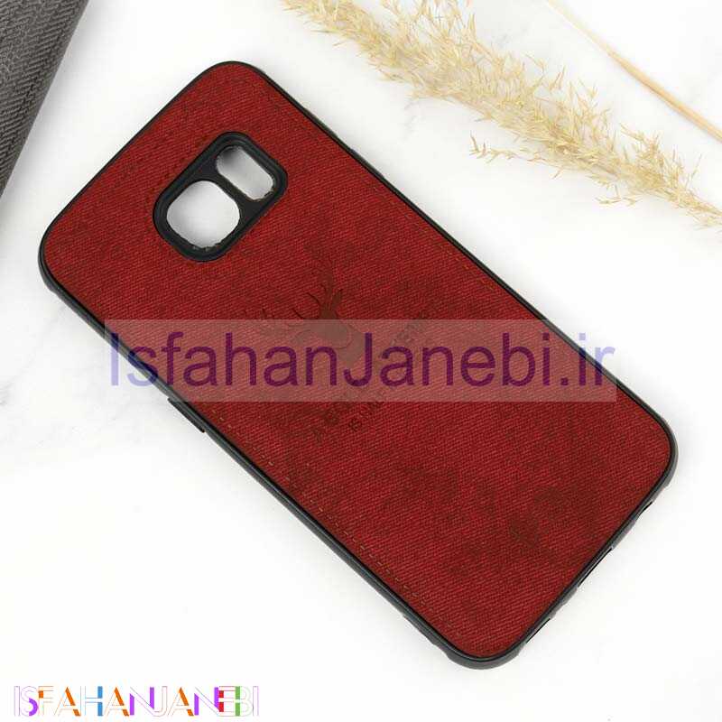 اصفهان جانبی-قاب چرمی طرح گوزن Samsung S7 زرشکی