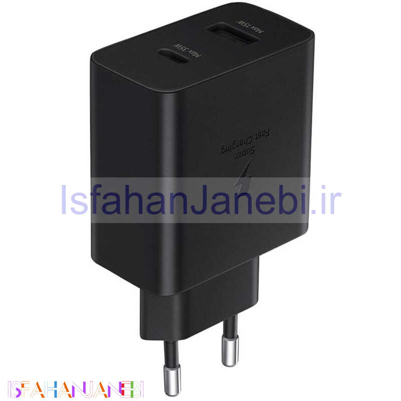 اصفهان جانبی-کلگی فست شارژ اورجینال Samsung EP-TA220NBEGEU 2Port 3A PD 35W
