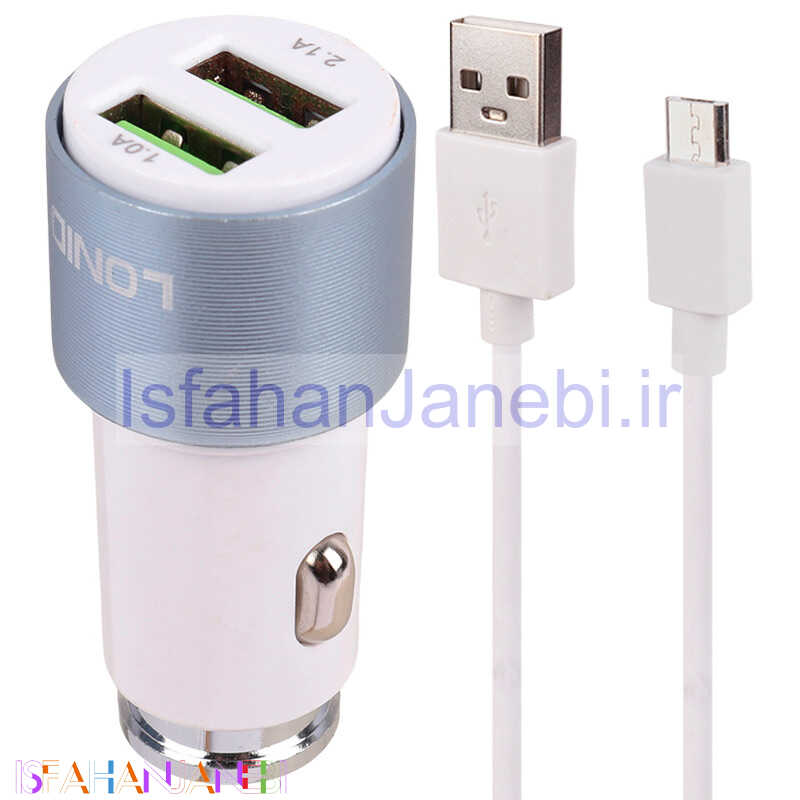 اصفهان جانبی-شارژر فندکی Lonid C403 KD-35 2.1A 10.5W + کابل میکرو یو اس بی