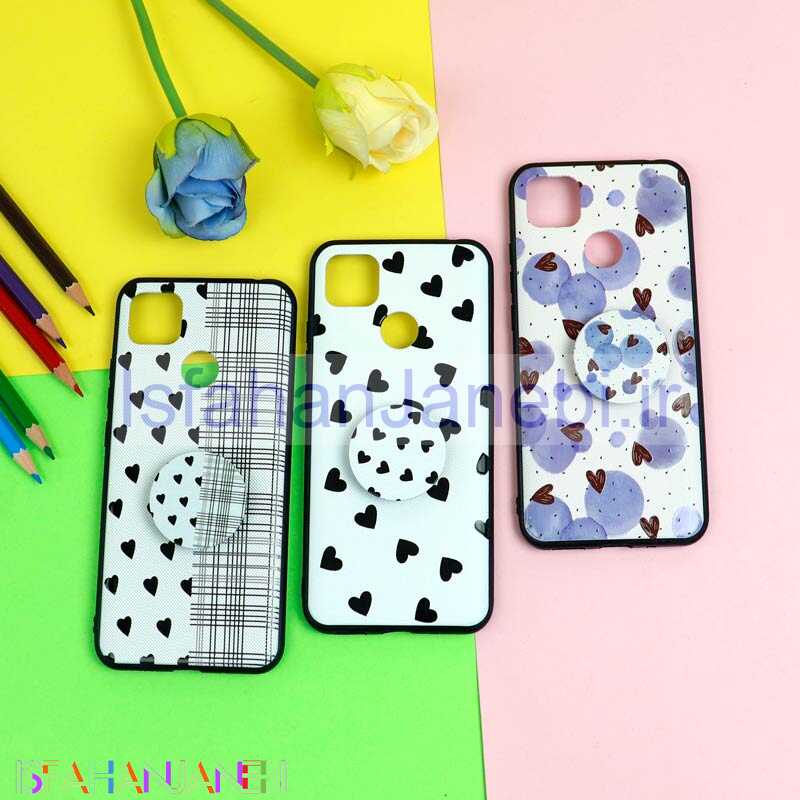 اصفهان جانبی-قاب فانتزی برجسته + پاپ سوکت طرح قلب شیائومی Redmi 9C سری D