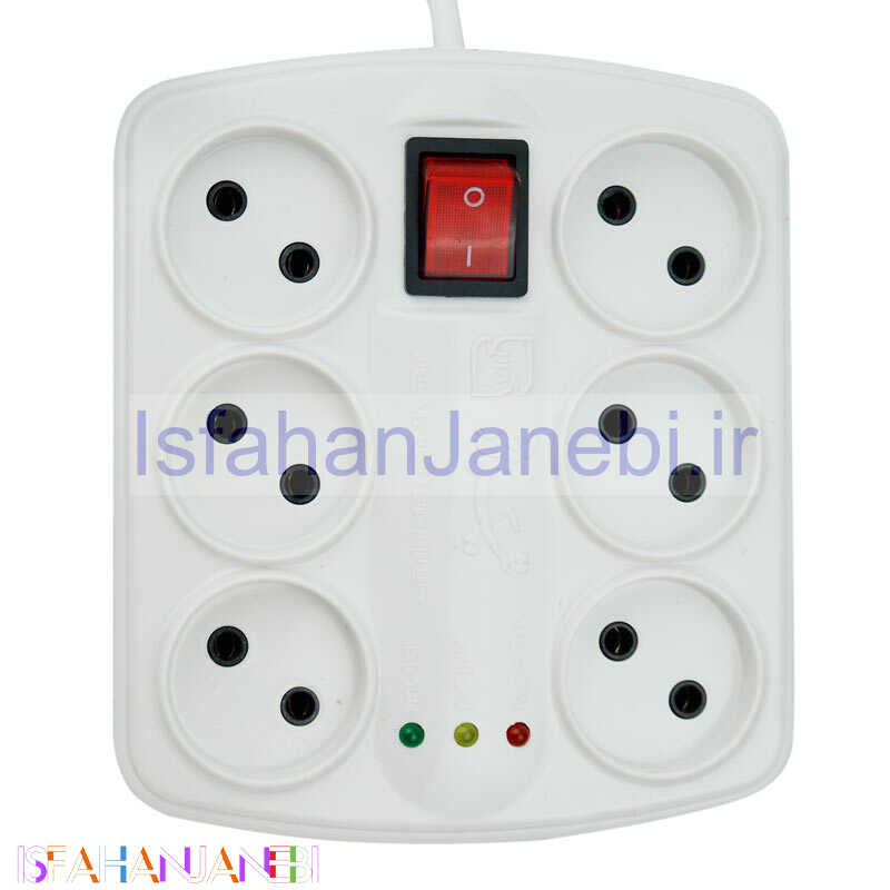 اصفهان جانبی-محافظ برق صوتی تصویری 6 خانه تیراژه S5000 با کابل 1٫8 متری