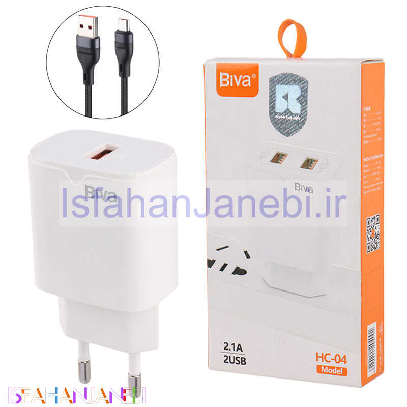 اصفهان جانبی-شارژر دیواری فست شارژ Biva HC-04Q QC PD 3A 18W + کابل میکرو یو اس بی