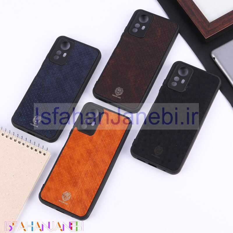 اصفهان جانبی-قاب چرمی پوست ماری Golden Lion شیائومی Redmi Note 12S محافظ لنزدار