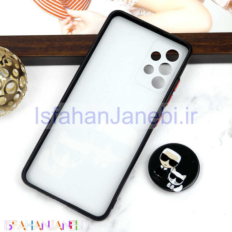 اصفهان جانبی-قاب PC محافظ لنز دار طرح Boss Cat + پاپ سوکت Samsung Galaxy A32 4G