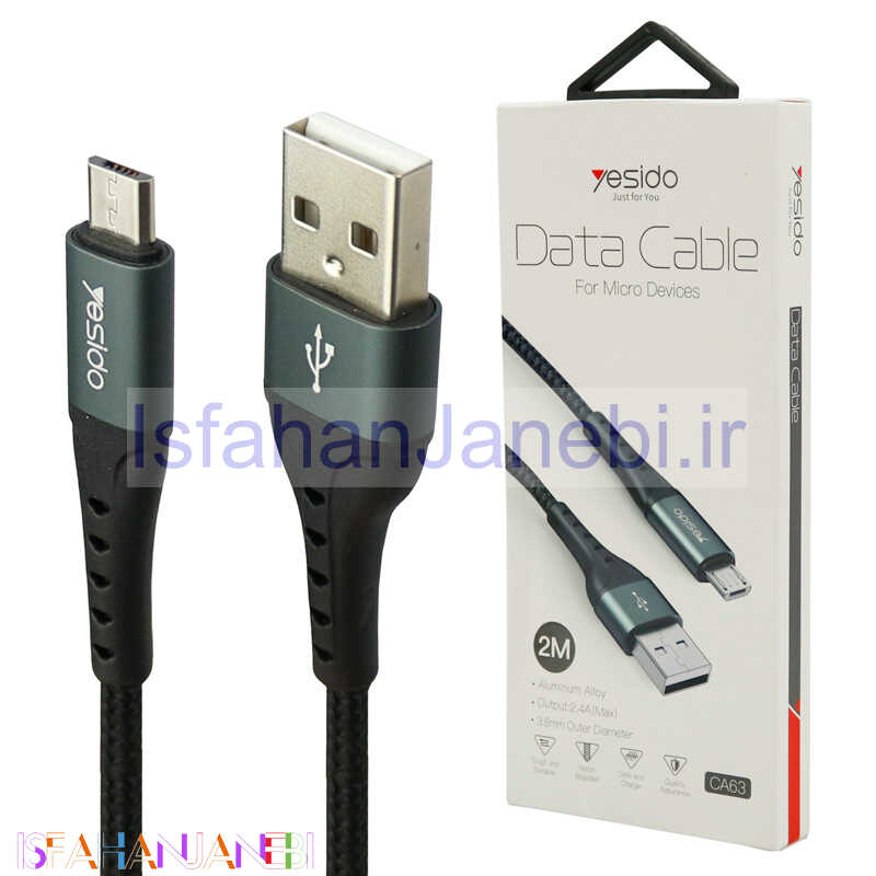 اصفهان جانبی-کابل میکرو یو اس بی فست شارژ Yesido CA63 2.4A 2m