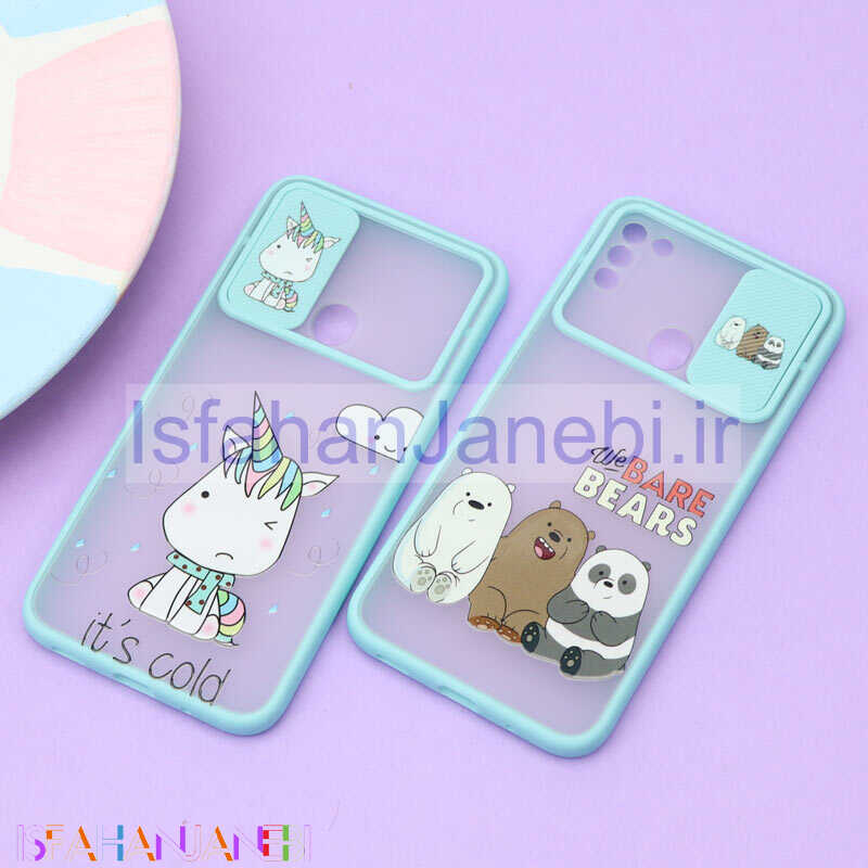 اصفهان جانبی-قاب محافظ لنز دار کشویی طرحدار سبزآبی Samsung A11 / M11