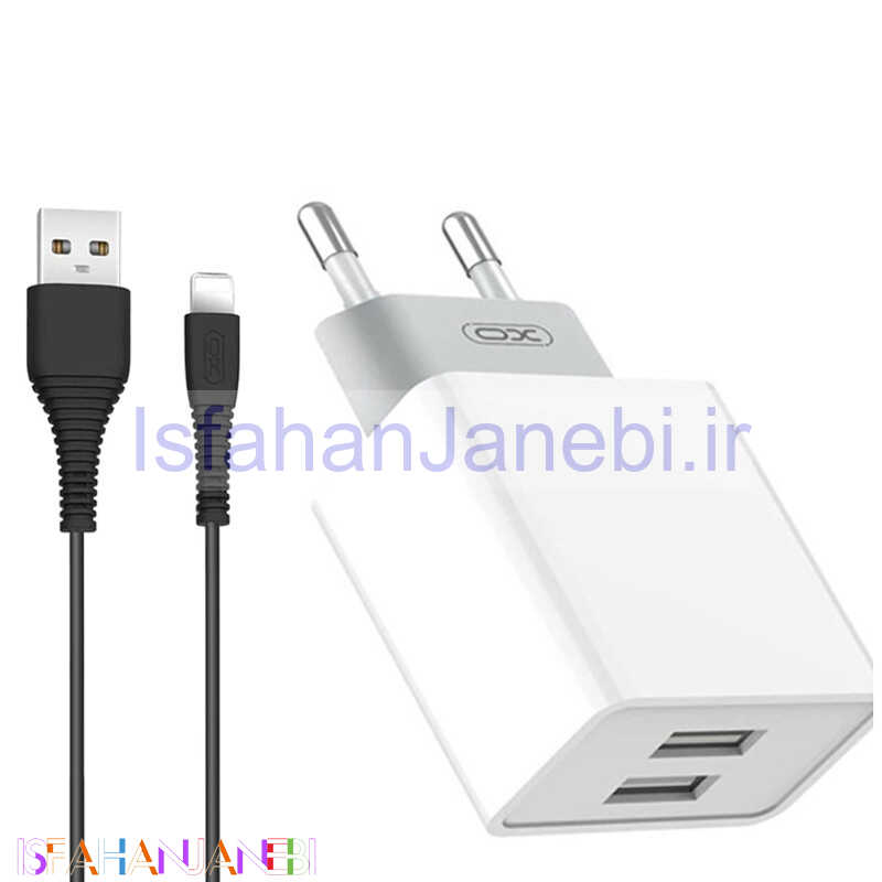 اصفهان جانبی-شارژر دیواری 12 وات ایکس او XO-L65 2.4A + کابل آیفونی