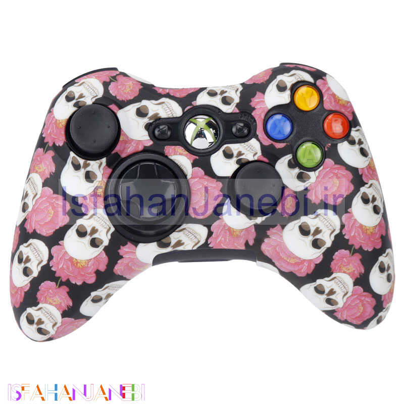 اصفهان جانبی-روکش دسته بازی Xbox 360 طرح گل و اسکلت زمینه مشکی