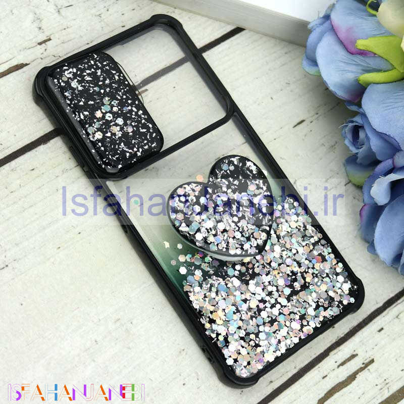 اصفهان جانبی-قاب محافظ لنزدار کشویی اکلیلی شفاف + پاپ سوکت قلبی Xiaomi Mi 11 Lite