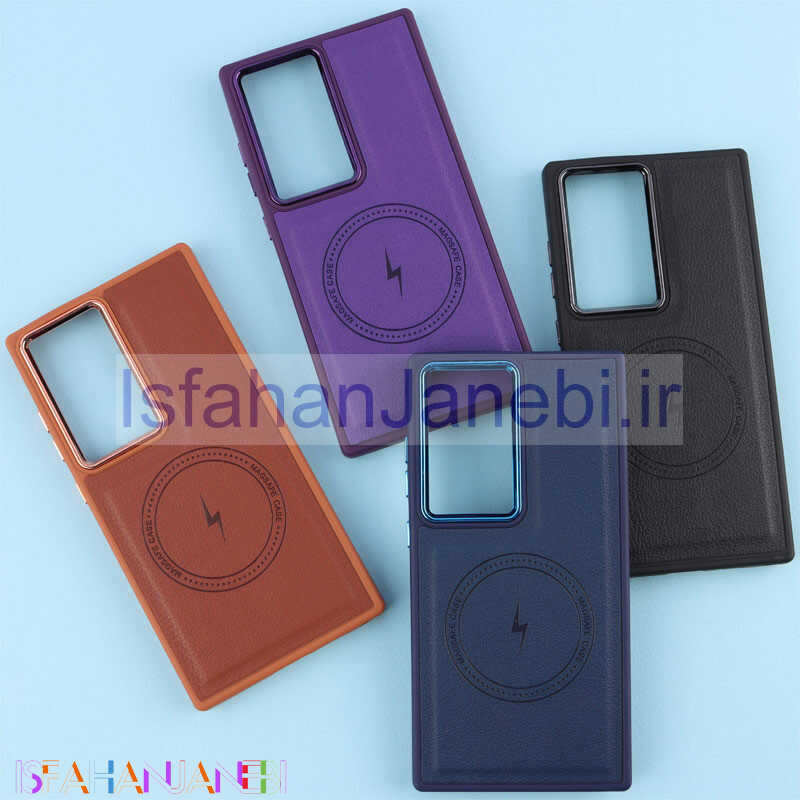 اصفهان جانبی-قاب چرمی مگ سیف سامسونگ Galaxy S24 Ultra متال ایرون