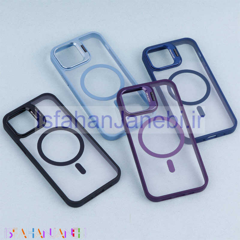 اصفهان جانبی-قاب PC مگ سیف استندشو با محافظ لنز رینگی Bracket آیفون iPhone 12 / 12 Pro