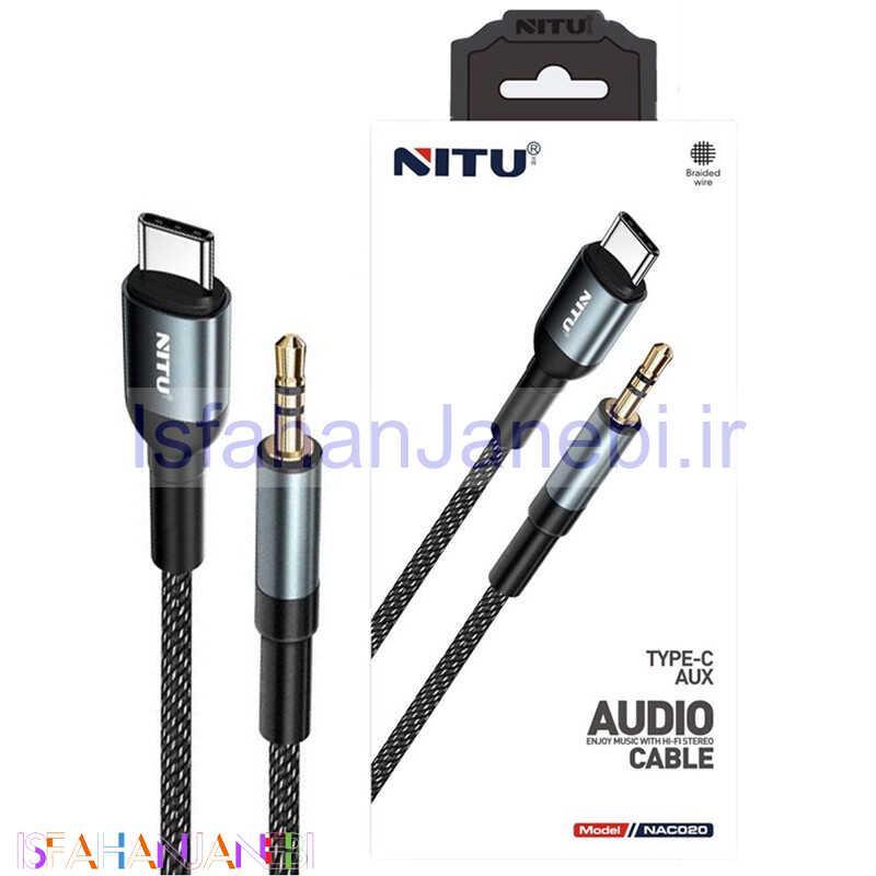 اصفهان جانبی-کابل تبدیل Type-C به AUX نیتو NAC020 طول 1 متر