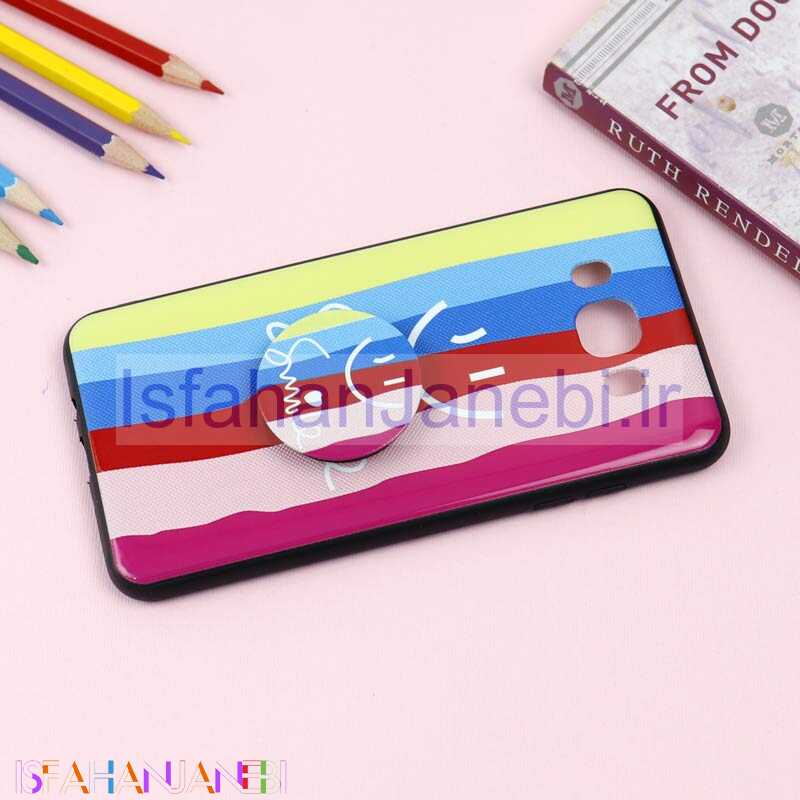 اصفهان جانبی-قاب فانتزی برجسته + پاپ سوکت طرح رنگین کمان سامسونگ J7 2016 سری D