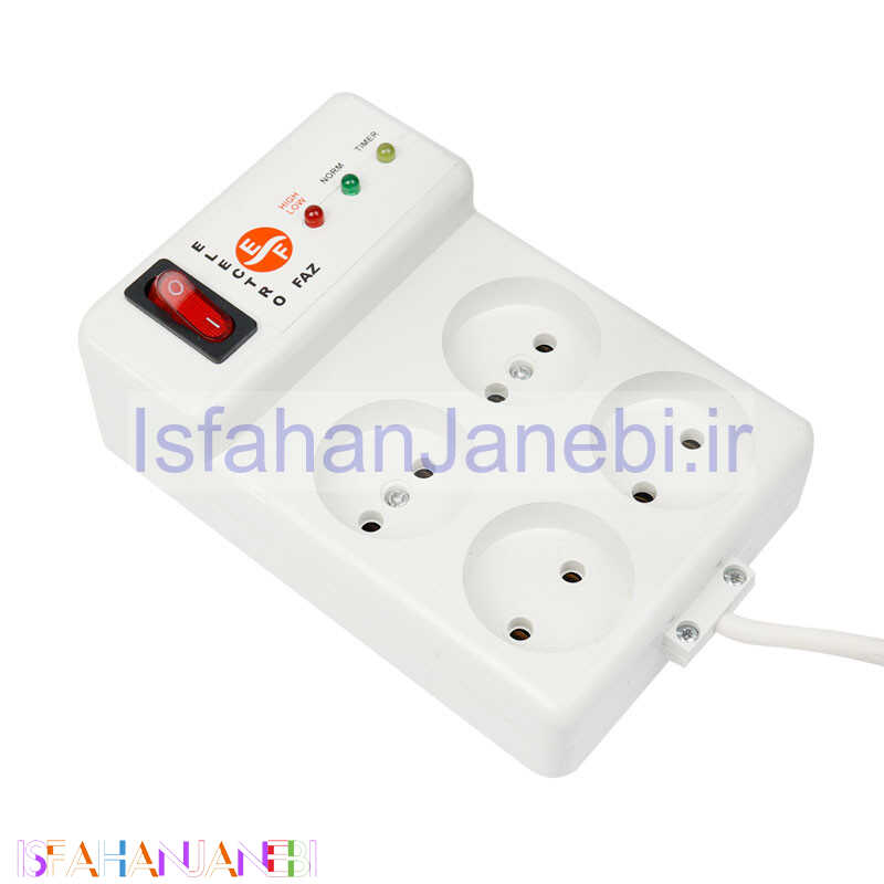 اصفهان جانبی-محافظ برق 4 خانه الکترو فاز 5 متری کلید دار مدل 4002