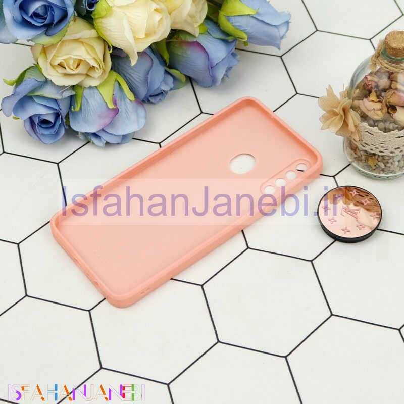 اصفهان جانبی-قاب محافظ لنزدار آینه ای + پاپ سوکت طرح LV صورتی Samsung Galaxy A20s