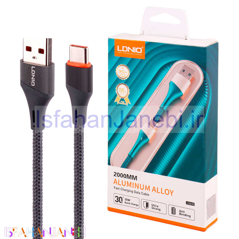 اصفهان جانبی-کابل تایپ سی فست شارژ Ldnio LS632 30W 2m