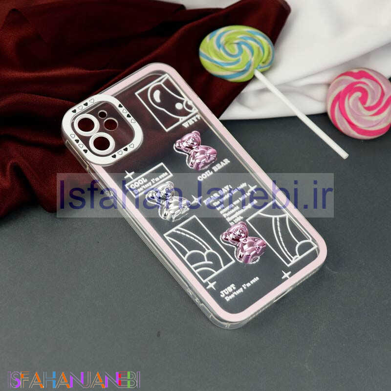 اصفهان جانبی-قاب عروسکی خرس نقره ای محافظ لنزدار iPhone 11