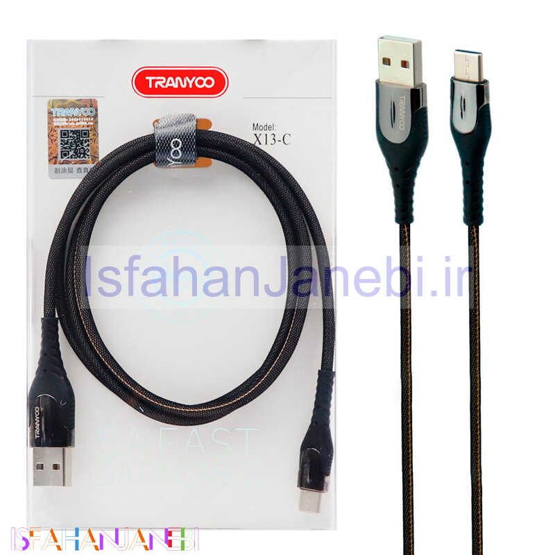 اصفهان جانبی-کابل فست شارژ Tranyoo X13-C 5A Type-C 1m