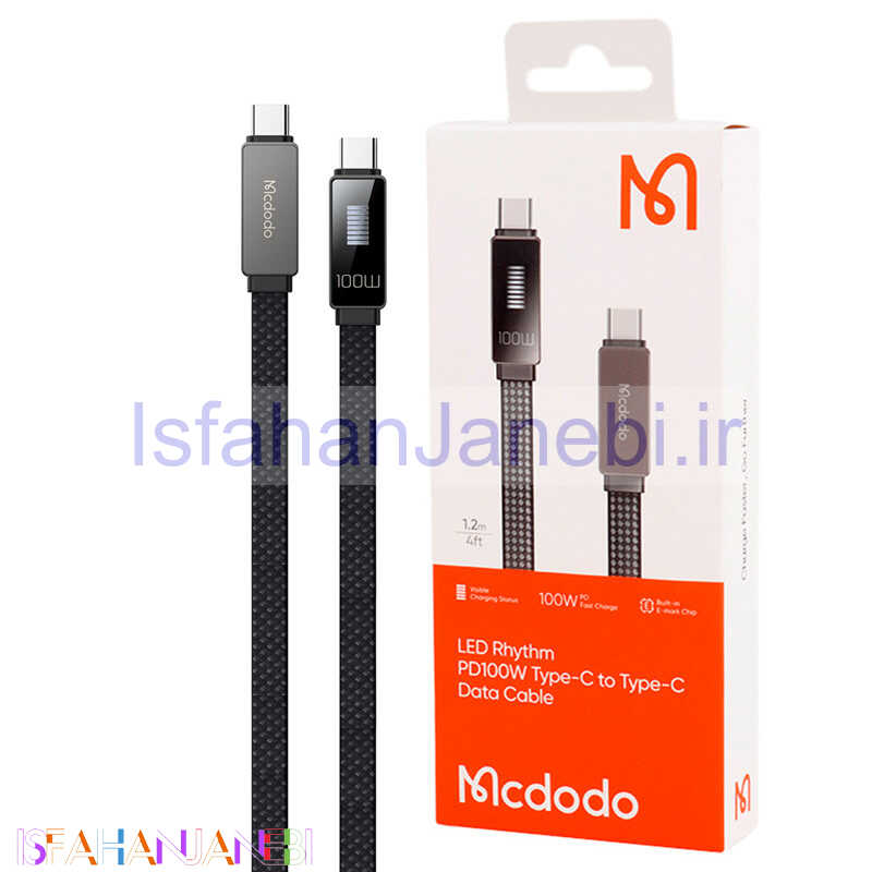 اصفهان جانبی-کابل تبدیل فست شارژ Mcdodo CA-447 Type-C To Type-C 5A PD 100W 1.2m