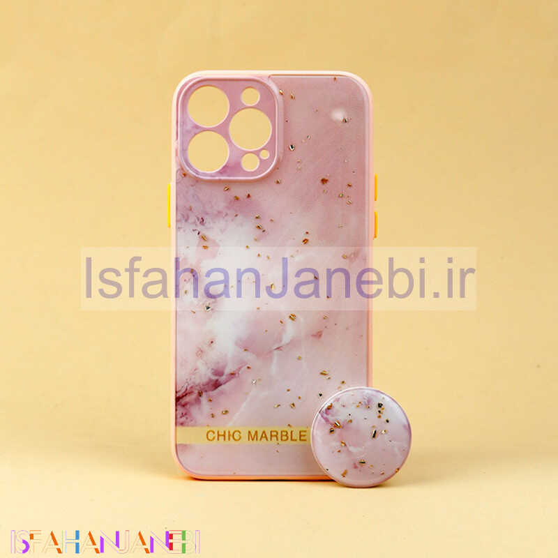 اصفهان جانبی-قاب ماربل طرحدار محافظ لنزدار + پاپ سوکت iPhone 13 Pro Max