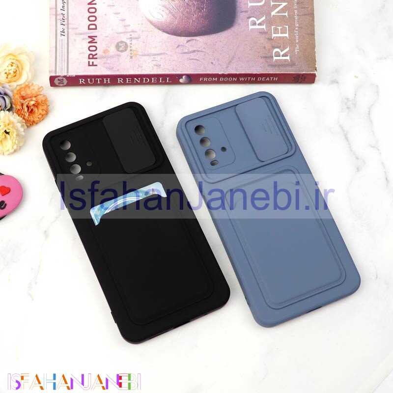 اصفهان جانبی-قاب سیلیکونی محافظ لنزکشویی جاکارتی دار Xiaomi Redmi 9T دارک