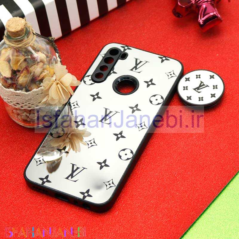 اصفهان جانبی-قاب محافظ لنزدار آینه ای + پاپ سوکت طرح LV مشکی Xiaomi Redmi Note 8